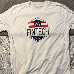 Fintech White and Blue Graphic Tee for Men
